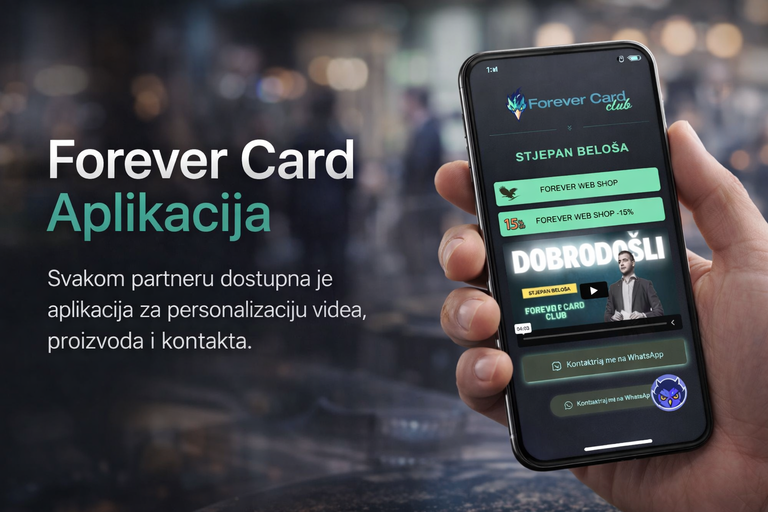 Screenshot of the Forever Card App editor
